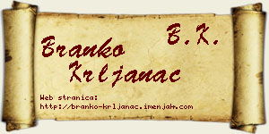Branko Krljanac vizit kartica